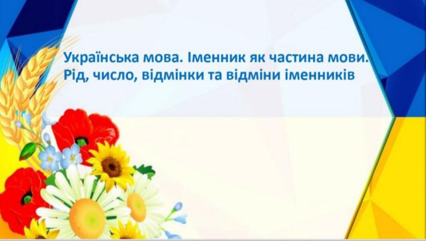 УМ Іменник як частина мови. Рід, число, відмінки та відміни іменників (Орлова Вікторія Анатоліївна)